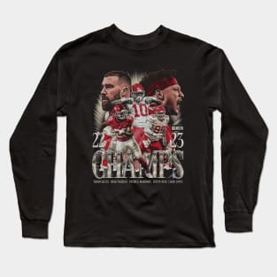 Isiah Pacheco Travis Kelce & Patrick Mahomes Champs Vintage Long Sleeve T-Shirt